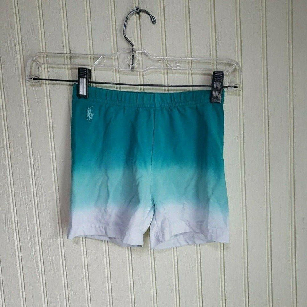 Polo Ralph Lauren Swim Trunks Boys 7 Blue White Ombre Elastic Waist Summer